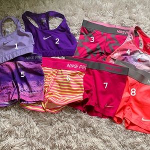 Nike pro spandex and sports bras